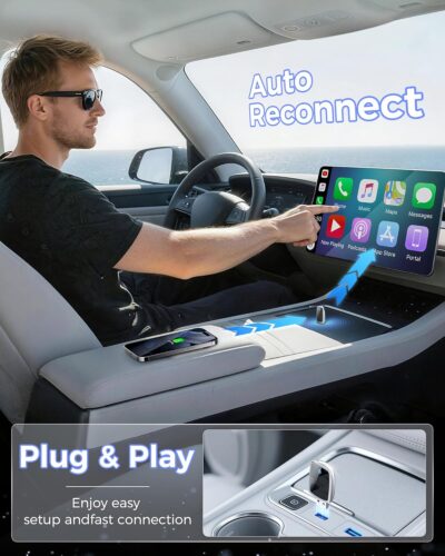 Wireless CarPlay Adapter for Apple iPhone, Converts Wired Connections to Wireless CarPlay, Zero delay, Plug-and-Play, Compatible with Apple iPhone iOS 10+ Systems and Various Vehicles（Silver White） - Image 3
