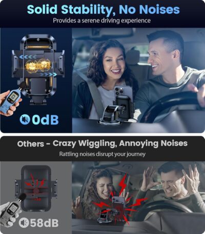 VICSEED 2026 Ultimate Sturdy Car Phone Holder [Upgraded 95+LBS Strongest Suction] Universal Long Arm Cellphone Mount for Car Dashboard Windshield Vent Truck Boat for iPhone 17 16 Pro Max & Android - Image 3