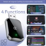 Wireless CarPlay Adapter for iPhone, Convert Wired to Wireless Apple CarPlay Adapter, Mini Size with Extension Cable USB & USB-C/Type-C, Stable Control & No Delay, Black - Image 5