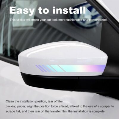 Augeny 2 PCS Car Rear View Mirror Stickers, Waterproof Vinyl Auto Side Rearview Mirror Stripes, Universal Reflective Anti-Collision Striped Warning Decal for Most Vehicles (Colorful) - Image 6