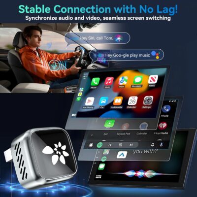 2026 Upgraded Wireless CarPlay Adapter, 2-in-1 Mini CarPlay Adapter for iPhone & Android, 3 Second Auto Stable Connection with Zero Latency, Plug & Play for 2016+ Cars with USB-A/USB-C Ports - Image 3