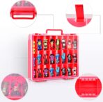 FULLCASE Toys Organizer Storage Compatible with Hot Wheels Car, Container for Matchbox Cars, Mini Toy, Small Dolls, Double Sided Carrying Box for Hotwheels - 48 Compartments (Case Only) Red - Image 3