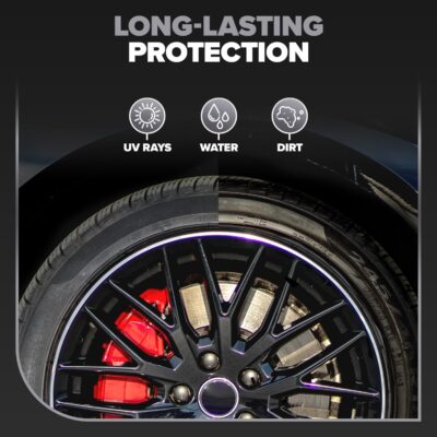 Carfidant Tire Shine Spray - Black Satin Finish - Premium Car Tire Dressing - 18 fl. Oz. Kit with Applicator Pad - Long Lasting - No Sling No Grease Formula with UV Protection - Image 2