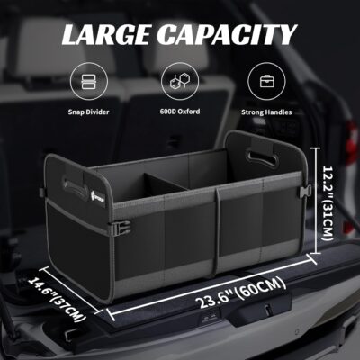 Sposuit Trunk Organizer for Car - 70L Collapsible Car Storage with 11 Pockets & Reinforced Handles, SUV Trunk Organizers for Grocery Cargo(Black) - Image 2