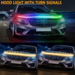 59 Inches RGB Multi-Color Dynamic Scanning Starter Hood Lights, Car LED Hood Light Strip, Exterior Flexible Headlight Waterproof Daytime Running Lamps Strips (1 Set) - Image 2