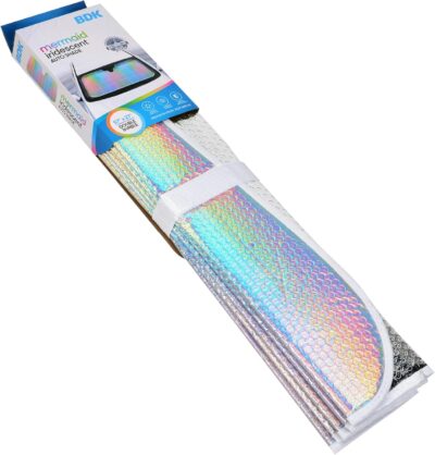 BDK Iridescent Mermaid Car Windshield Sun Shade Accordion Folding Sunshade for Windshield Blocks UV Rays Sun Visor for Car Front Window Protector - Easy Setup Keeps Vehicle Cool - 58 x 27 - Image 6