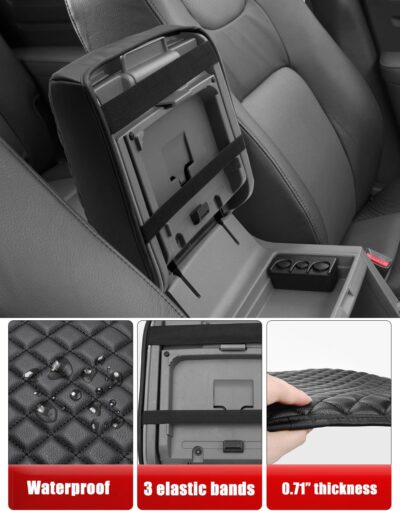 KBH Center Console Armrest Cover for Honda Ridgeline 2006 2007 2008 2009 2010 2011 2012 2013 2014, Middle Console Lid Cushion Pad Protector, Vinyl Leather Interior Accessories, Anti-Scratch, Black - Image 4