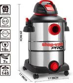 Shop-Vac 12 Gallon 6.0 Peak HP Wet/Dry Vacuum, Stainless Steel Tank, 3 in 1 Function Portable Shop Vacuum with Attachments, Drain Port, Ideal for Jobsite, Garage & Workshop. 5926211 - Image 5