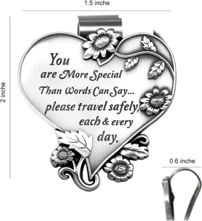 Heart-Shaped Car Visor Clip, Car Visor Medal Accessories, Driving Safety Prayer Bless Religious Gift for Family, Friends, New Drivers - Image 3
