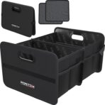 FORTEM Car Trunk Organizer, Collapsible Two Compartment Organizer, Foldable SUV & Truck Storage for Car Accessories for Women Men, Non Slip Bottom, Sturdy Side Walls, Strong Handles, 60L