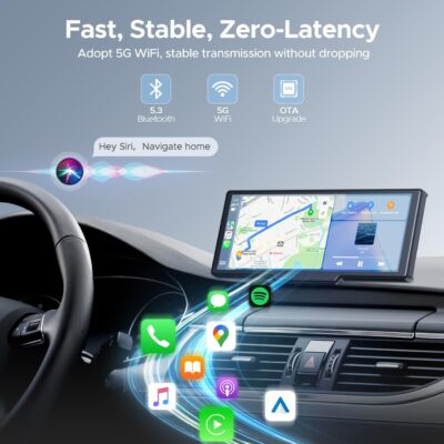 9.26'' Carplay Screen for Car with 2.5K Dash Cam and 1080P Backup Camera Portable Wireless Android Auto Screen GPS Navigation Mirror Link Voice Control Hands-Free for iOS 11+ Android 11+ - Image 4