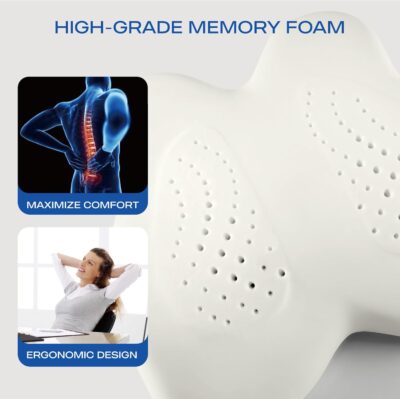 Skechers Memory Foam Lumbar Pillow,Lumbar Support Pillow for Office, Chair Lower Back Pain Relief Lumbar Pillow, Ergonomic Design Back Support Pillow for Office Chair, Car, Home, Travel,Black - Image 8