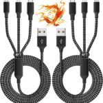 IDISON Multi Charging Cable(2Pack 4FT), 3 in 1 USB Charging Cable for Multiple Devices, Braided Universal Phone Charger Cord with Type-C, Micro USB, IP Port for iPhone17/16/14/Android Phones and More