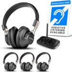 Avantree Quartet 2 - Wireless Group Listening Headphones & Transmitter for TV, Church, Classroom, Silent Discos, Plug & Play, 2.4GHz Expandable Multi-Headphone System with Low Latency & Clear Voice