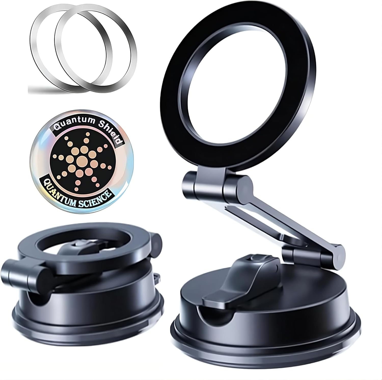 71fYchQQbsL._AC_SL1500_.jpg 360° Adjustable Vacuum Magnetic Phone Holder, Airgrip - Magnetic Vacuum Phone Holder for Car, Vacuum Suction Magnetic Mount, Gym/Truck/Boat/Shower for iPhone & Android with Radiation Protector Sticker - Image 1