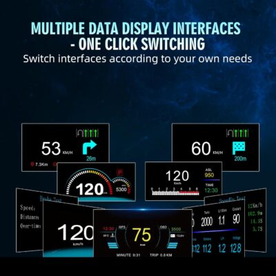 OBD2 Heads Up Display Turn Indication for 12V Car MAIMEIMI OBD2 & GPS Dual System Digital Speedometer for Car HUD MPH Projector with RPM, Water TEM, PSI, Volt, Odo, 4 Alarm for Most 2008+ Sedan Cars - Image 3