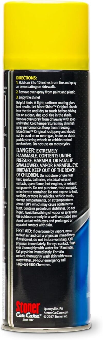 Stoner Car Care 91044-2PK Original More Shine Tire Shine Spray – Tire Dressing Restores Deep Matte Black Finish with Long-Lasting Rain-Resistant Protection, Dry-to-Touch – 12 oz (Pack of 2) - Image 3