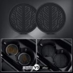 CAR PASS Leather Rubber Steering Wheel Covers Set,Heavy Duty Steering Wheel Covers&Mobile Phone Holder, Tire Tread Pattern Design,Non-Slip Wear-Resistant,Suitable for Steering Wheel 14 1/2”-15”Black - Image 8