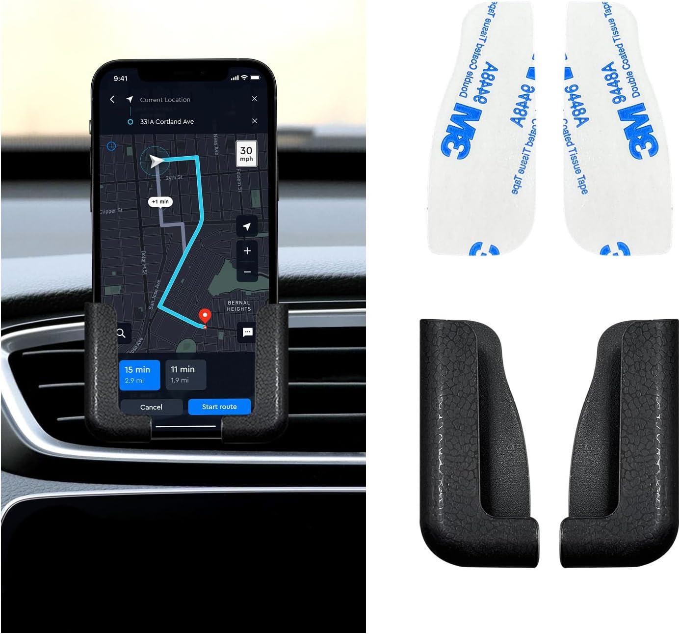 71femGCXPvL._AC_SL1500_.jpg 2 PCS Multifunctional Mobile Phone Bracket, Adjustable Width Car Dashboard Phone Holder, Self Adhesive Auto Cell Phone Mount, Universal Vehicle Phone Holder for All Phones (Black) - Image 1