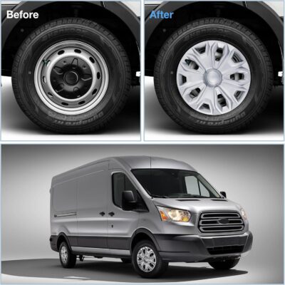 Hubcap Wheel Covers for 2015-2026 Ford Transit 150 250 350 350HD ABS Hubcap Replacement Set of 4, 16 inch Sliver - Image 4