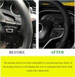 Car Steering Wheel Cover, Premium Leather Steering Wheel Protector with Anti-Slip Lining, Universal 15" Soft Breathable Auto Steering Wheel Cover, Interior Car Accessories (Black) - Image 6