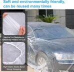4 Pack Clear Plastic Car Cover, Disposable Car Covers Universal Vehicle Rain Dust Garage Cover Cars Protective Covers with Elastic Band Medium for Sedan Outdoor Snow Rain Weather(15.7FT x 24.6FT) - Image 3