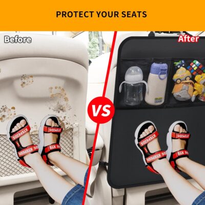 2 Pack Kick Mat Backseat Protector,Back Seat Cover for Kids,Car Seat Back Protectors with 2 Pocket Storage Organizer for Car, SUV, Minivan or Truck Seats (Black) - Image 4