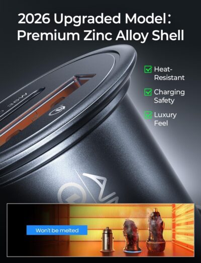 AINOPE 67.5W Super Mini Cigarette Lighter Adapter Car Charger USB C Fast Charging, All Metal PD&QC Type C Car Charger Adapter Outlet Plug Socket for iPhone 17 16 Pro Max 15 14 13 Air, Samsung S26 S25 - Image 7