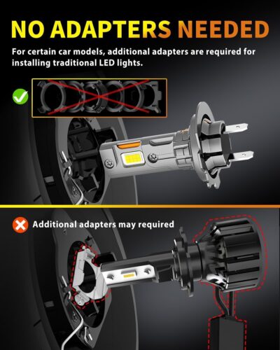 Upgraded H7 H7LL Light Bulbs, 80,000LM Insane Brightness, Real 1:1 Halogen Mini Size H7 Fog Lights, 6500K White with Ultra-Bright LED Chips, Plug and Play, Pack of 2 - Image 5