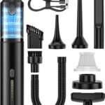 Car Vacuum Portable Cordless Handheld Vacuum Cleaner 4-in-1 Mini Cordless Vacuum with 2 Suction Modes and 16800pa Suction Power Blowing & Inflating 2 Modes Handheld Vacuum for Car, Desk, Keyboards