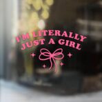 I'm Literally Just a Girl Car Decal Pink Bow Cute Positive Gifts Car Mirror Accessories Affirmations Funny Vinyl Decal Waterproof 8 Inches Bumper Decal Gifts for Mom Dad Friend Coworker - Image 2
