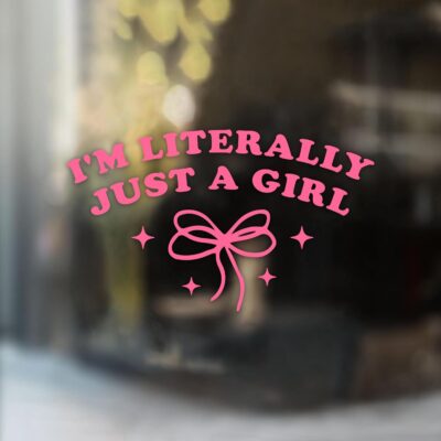 I'm Literally Just a Girl Car Decal Pink Bow Cute Positive Gifts Car Mirror Accessories Affirmations Funny Vinyl Decal Waterproof 8 Inches Bumper Decal Gifts for Mom Dad Friend Coworker - Image 2