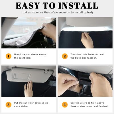 Car Windshield Sun Shade for Hyundai 2018-2023 Kona Accessories (OEM Design) Reflective Foldable Heat Insulation Sunshade for Ultimate Protection - Image 6