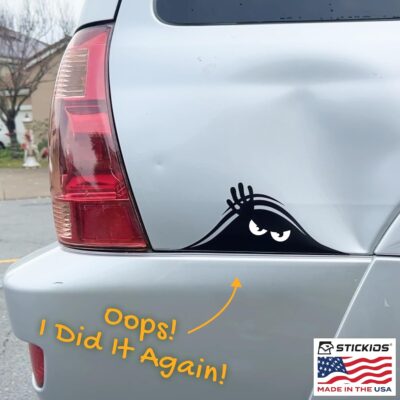 Stickios Funny Car Stickers Bundle - Peeking Monster Dent & Scratch Cover Bumper Stickers - Made in USA - Image 5