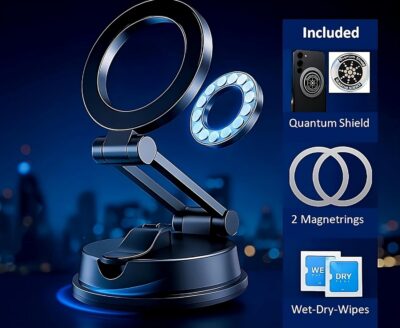 360° Adjustable Vacuum Magnetic Phone Holder, Airgrip - Magnetic Vacuum Phone Holder for Car, Vacuum Suction Magnetic Mount, Gym/Truck/Boat/Shower for iPhone & Android with Radiation Protector Sticker - Image 9