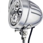 FATECIM 4.5" Bullet Round Motorcycle LED Headlight with Visor 4 1/2 Inch Motorbike Hi/Lo Beam Headlamp Bottom Mount Heavy Duty for Harley Kawasaki Honda Yamaha Suzuki Chopper Cafe Racer Bobber Chrome