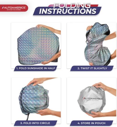 Autoamerics 1-Piece Windshield Sun Shade - Holographic Print Foldable Car Front Window Sunshade for Cars SUV Truck - Heat Blocker Visor Protector Blocks Max UV Rays and Keeps Your Vehicle Cool Medium - Image 8