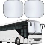 EcoNour 2-Piece Foldable Spring RV Windshield Sunshade, Reflective 240T Polyester for RVs, Trucks, Motorhomes, Bus Side Window, XX-Large (41.5 in x 50 in)