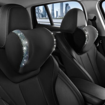 2 Pack Diamond Car Neck Pillow for Women, Memory Foam Neck Pillow for Chair for Lower Back Pain Relief, Car Headrest Pillow with Adjustable Strap, Comfort Softness Neck Support Pillow(Black) - Image 8