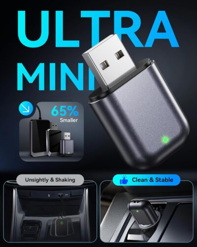 Burnt Sugar Wireless Carplay Adapter for iPhone 2026 Upgraded, Ultra-Mini USB Design for Apple Car Play Convert Wired to Wireless, Stable Low-Lag GPS Plug & Play for iOS 10+ & Cars from 2016+ (Gray) - Image 2