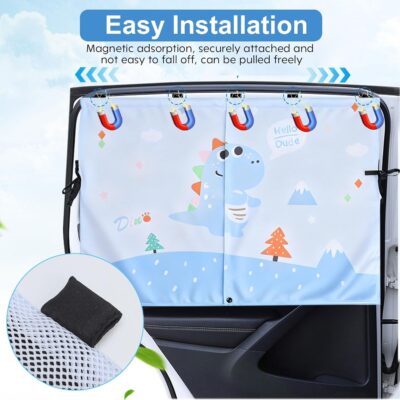 2 PCS Magnetic Car Window Shade for Baby,Easy Installation Side Window Sunshades, Universal Fit for Most Cars Friendly Automotive Interior with Cartoon Patterns -for Baby - Image 4