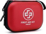 Mini First Aid Kit - 150 Piece Small Waterproof Hard Shell Medical Kit for Home, Car, Travel, Camping, Truck, Hiking, Sports, Office, Vehicle & Outdoor Emergencies- Small First Aid Medical Kit (Red)