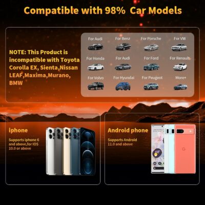 4-in-1 Carplay Ai Box,Wireless CarPlay & Android Auto Adapter,Compatible with N-etflix/YouTube/TIK Tok/Screen Mirror Link/TF Card,Suitable for Cars Equipped with OEM Wired CarPlay,Plug & Play - Image 6