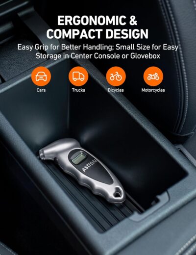 AstroAI Digital Tire Pressure Gauge 0-150PSI Calibrated to ANSI B40.7 +/-1PSI, Accurate in 0.1 Increments, 4 Units for Car Truck Bicycle with Backlight LCD, Silver - Image 6