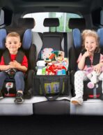 YOHOOLYO Car Seat Organizer Backseat Car Organizer with 4 Compartments, 4 Cup Holders and 7 Mesh Pockets for Front and Rear Seat, Black - Image 2