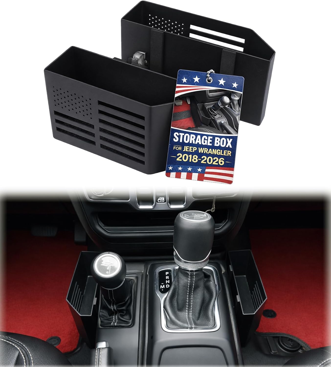 71g6Yq37r9L._AC_SL1500_.jpg Center Console Organizer Storage Box for Jeep Wrangler JL Gladiator JT 2018-2025 2026 Accessories Gear Shift Side Tray Flag Accent, 2PCS - Image 1