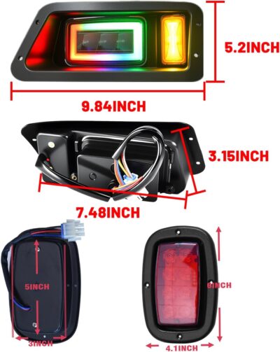 RGB LED Headlight & Turn Signal Kit for Yamaha G14 G16 G19 G22, 12V Street Legal Golf Cart Light Kit with Brake Lights, Horn, Music Sync APP Control, Long-Lasting & Easy Install - Image 4