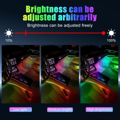 Acrylic Interior Car LED Strip Light with APP, 18-in-1 128 Colorful 6 Pieces Fiber Optic Car Decoration Atmosphere Light Kits, Dual Zone Music Sync Rhythm RGB Neon Lighting for All Cars - Image 7