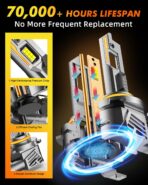 Latest H11/H9/H8 9005/HB3 Light Bulbs Combo, 12X 100,000LM Ultra-Bright, 360° Adjustable Quick Instal, 6500K White, 10-Year Long Service Life H11 9005 Fog Light with Cooling Fan, Pack of 4 - Image 4