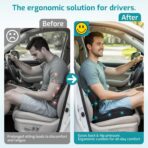 Trucker Seat Cushion, Car Seat Cushions with Lumbar Support Pillow, Ergonomic L-Shaped Orthopedic Memory Foam Pad for Long Driving Back Pain Sciatica Relief, Drivers Office Workers (Black+Mesh Cloth) - Image 4